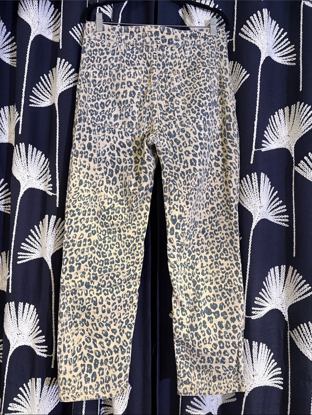 Pilcro Leopard Print Pants - Tan & Blue - Picture 2 of 4